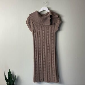 Tan Cable Knit Sweater Dress Knee Length / Size L